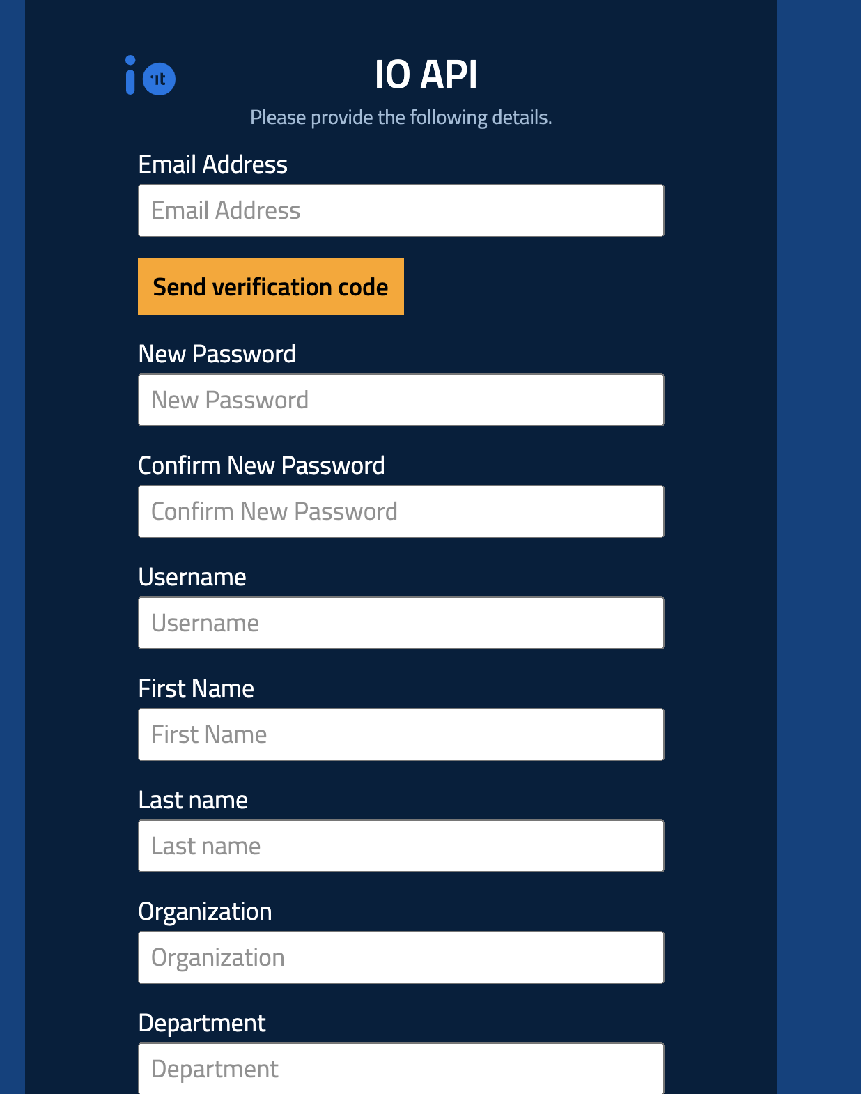 Esempio della schermata di registrazione