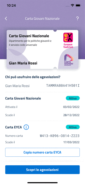 La schermata di dettaglio della CGN, con l'animazione della grafica